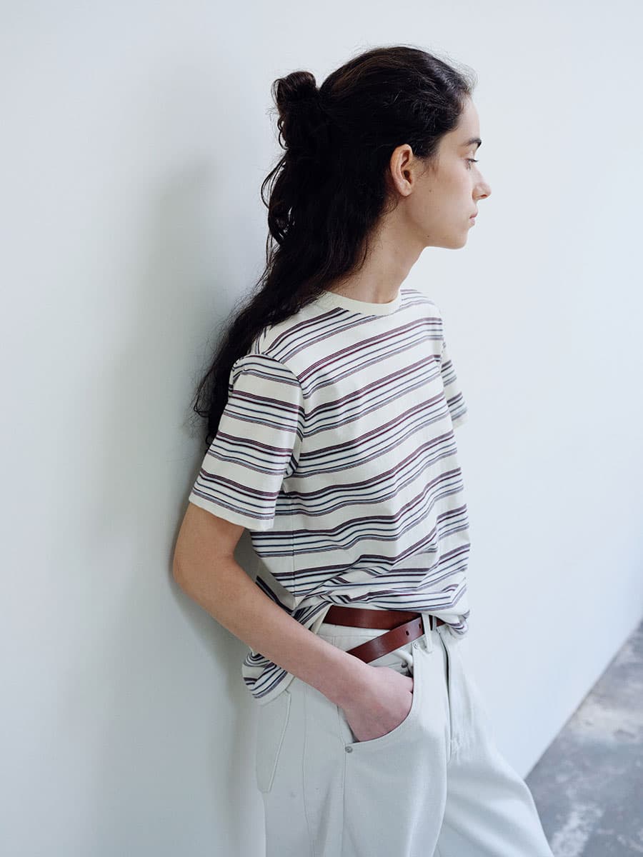 TIR MULTI STRIPE T-SHIRT_IVORY — vue 1