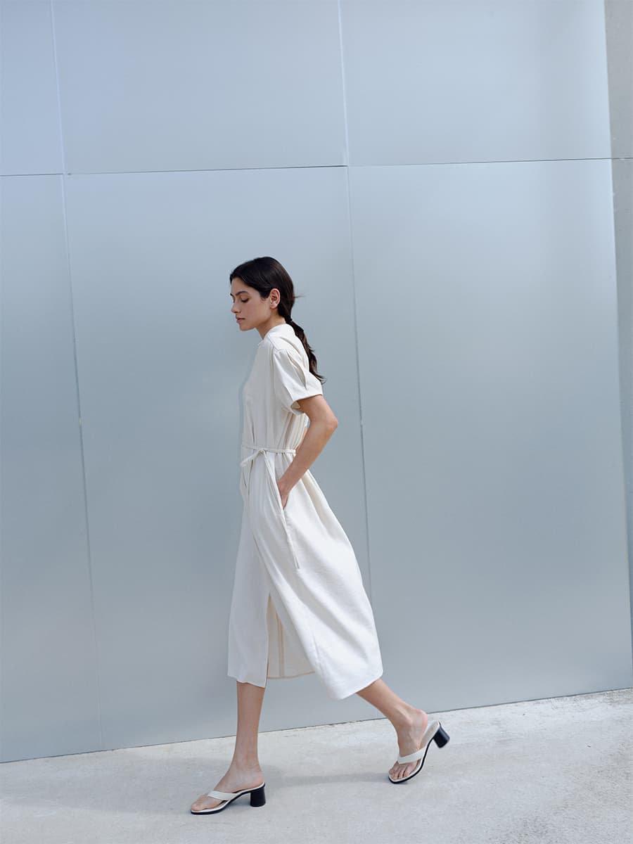 TIR PUFF SHIRT DRESS_CREAM