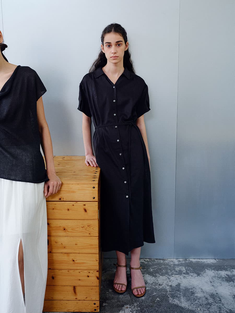 TIR PUFF SHIRT DRESS_D-NAVY — vue 1