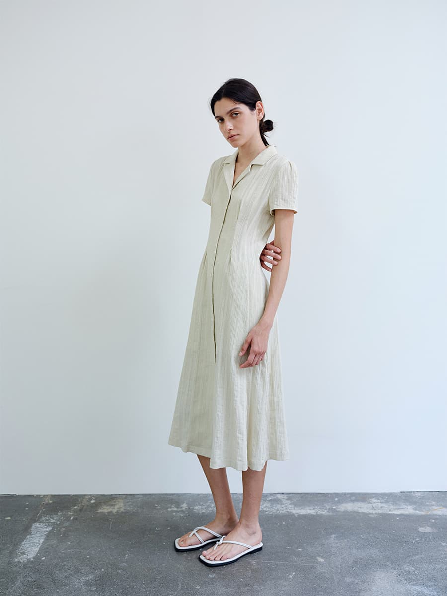 TIR OPEN COLLAR SHIRT DRESS_Y-BEIGE — vue 7