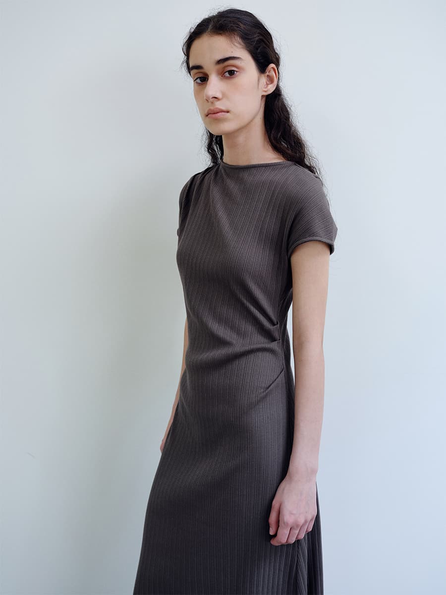 TIR ASYMMETRIC RIBBED COTTON DRESS_BROWN — vue 8