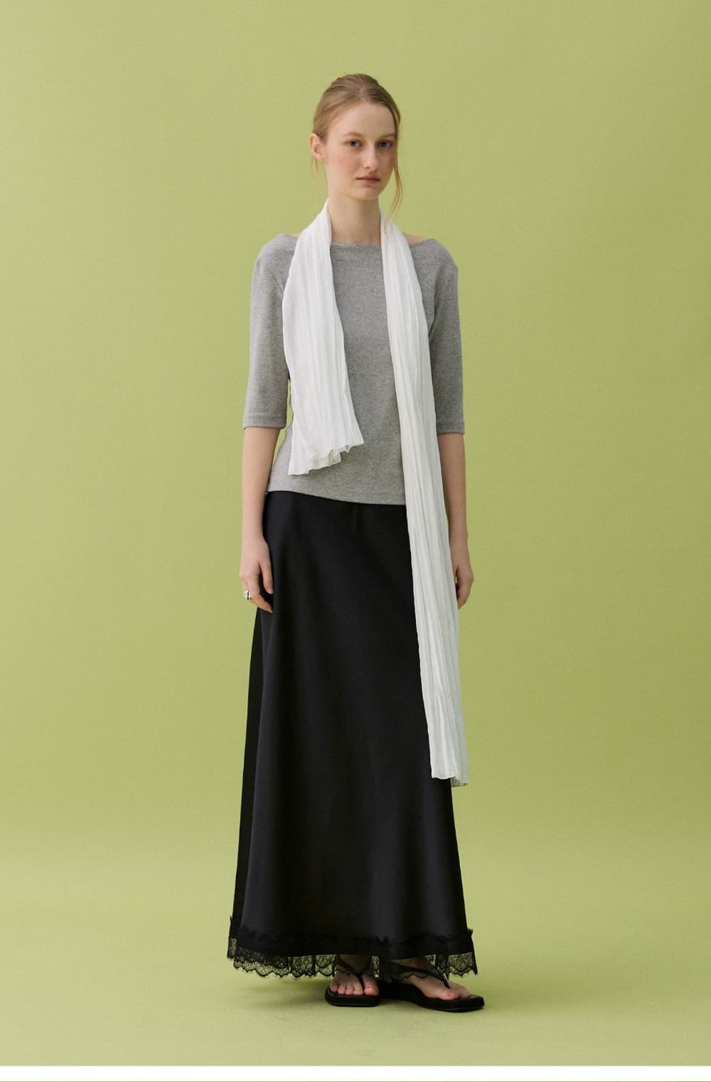 LEAF BOAT NECK T-SHIRT - GRAY — vue 2