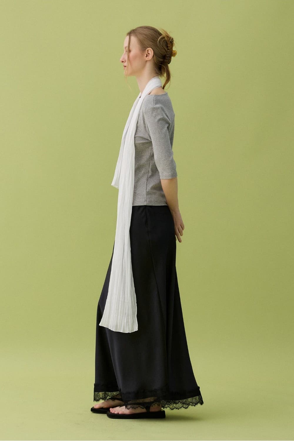 LEAF BOAT NECK T-SHIRT - GRAY — vue 3