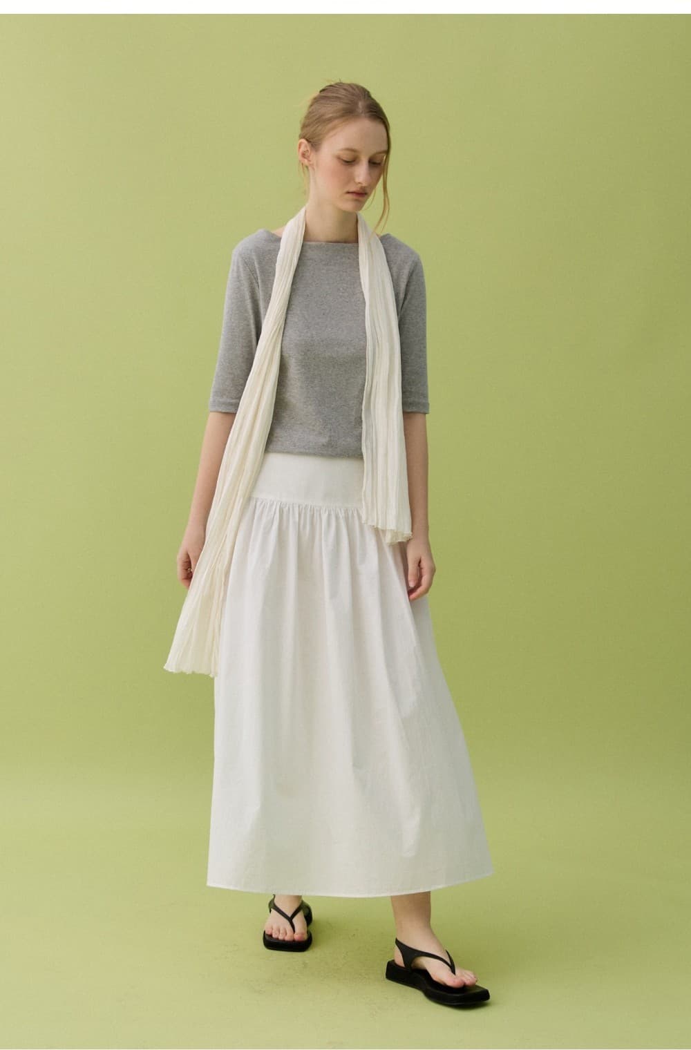LEAF BOAT NECK T-SHIRT - GRAY — vue 9