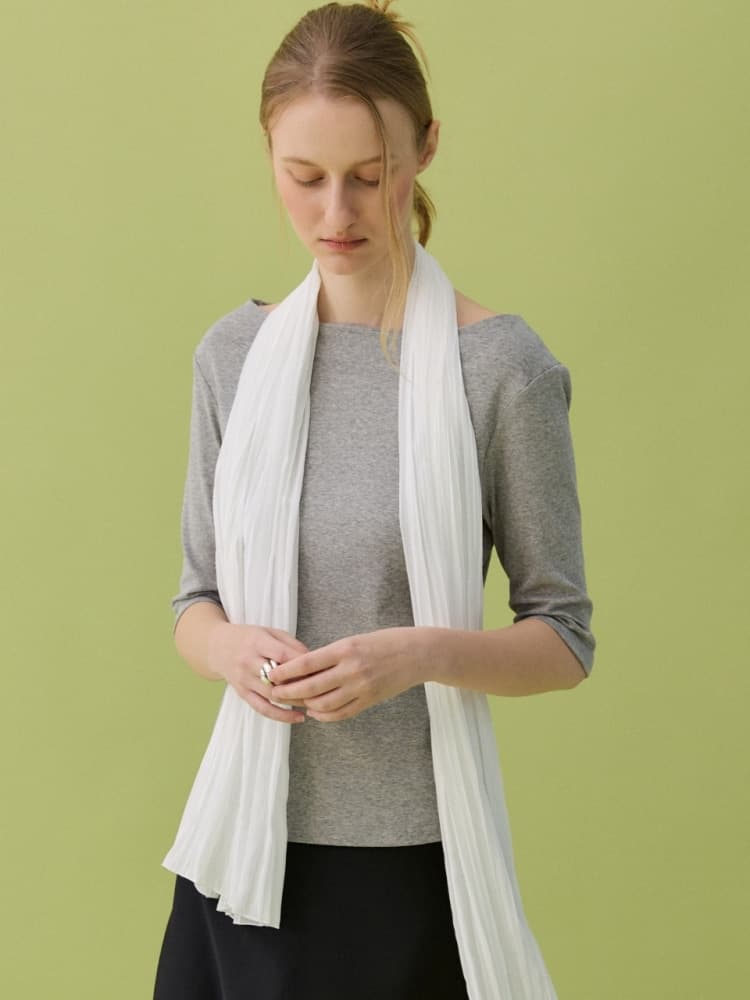 LEAF BOAT NECK T-SHIRT - GRAY — vue 1