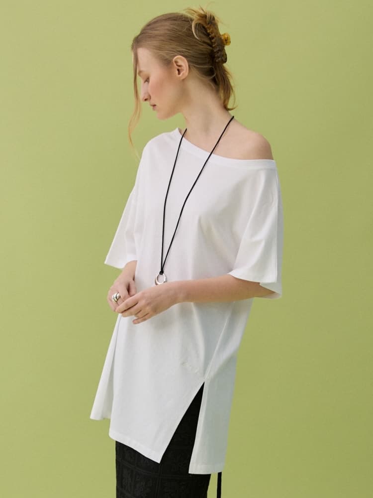 HAZE OFF-SHOULDER TEE - WHITE — vue 1