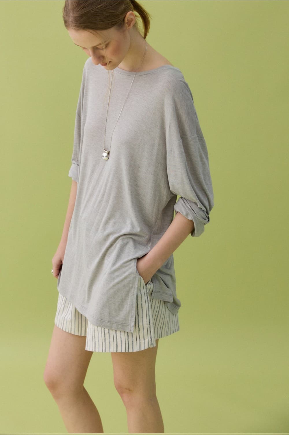 TENCEL BOX TEE - GRAY — vue 4