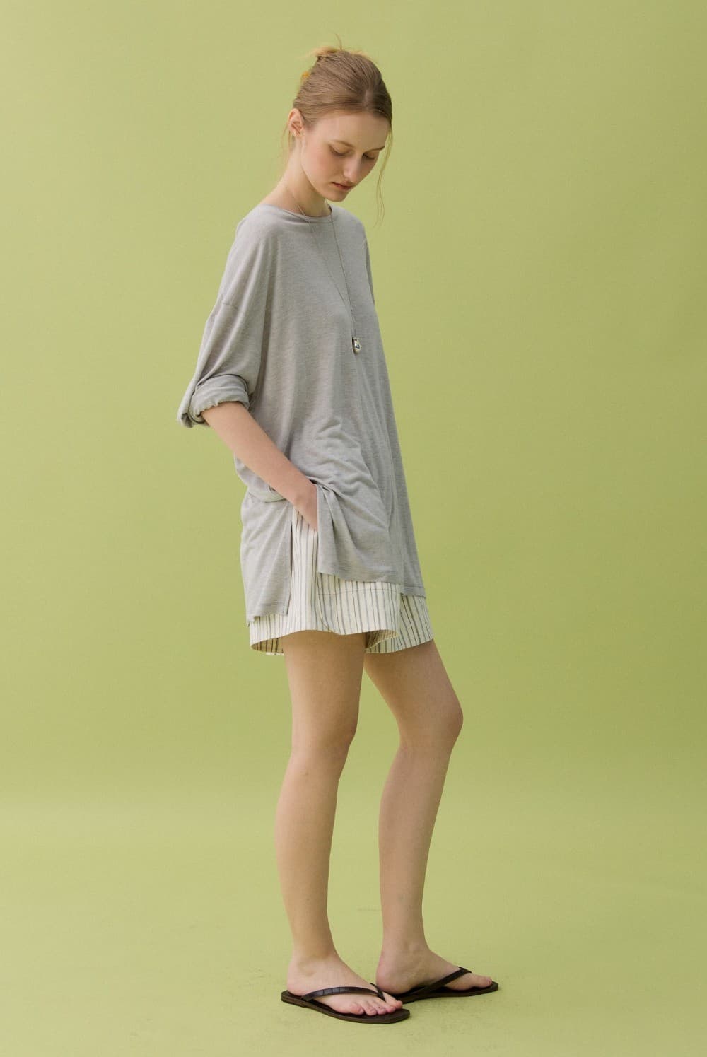 TENCEL BOX TEE - GRAY — vue 10