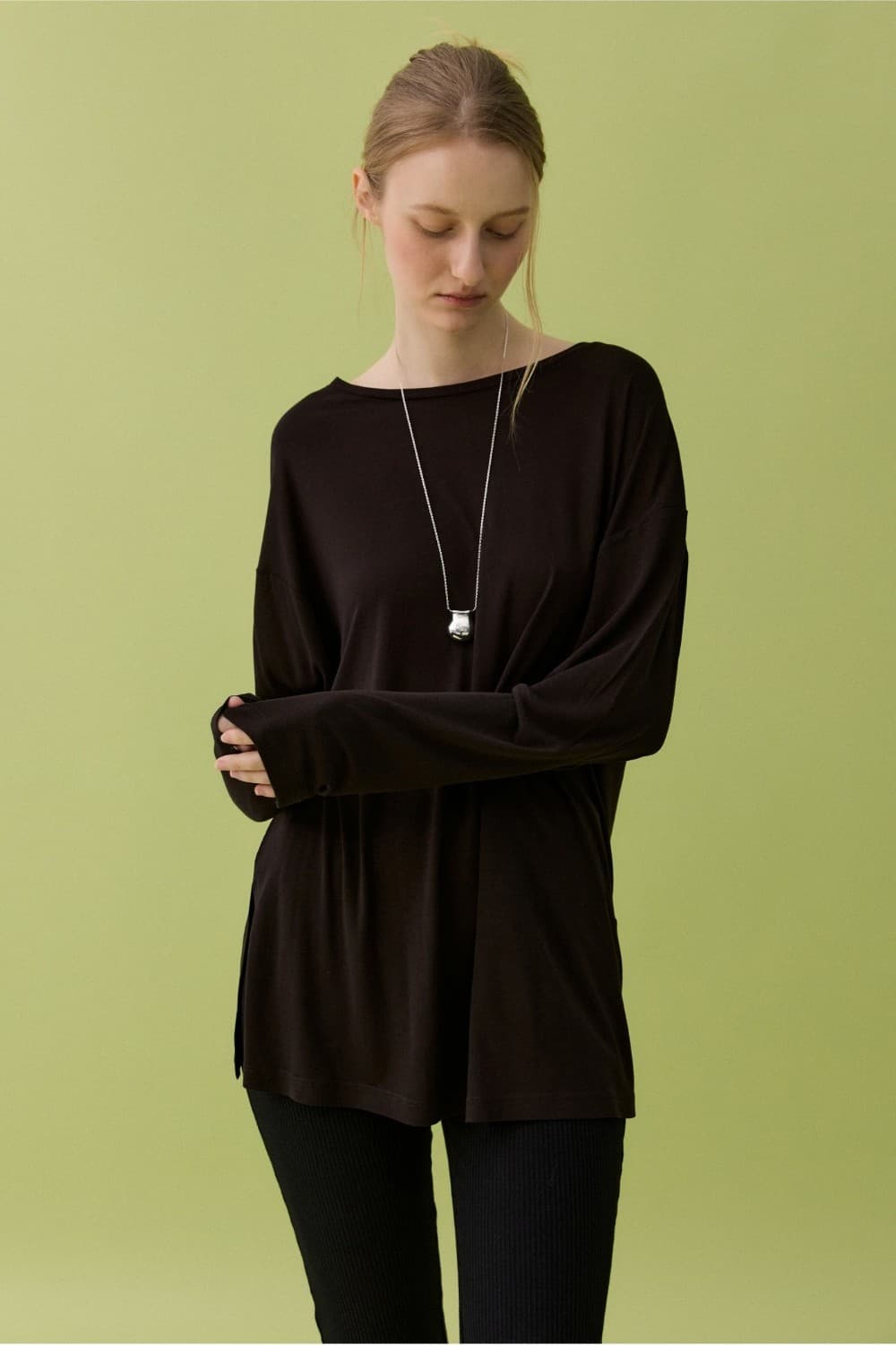 TENCEL BOX TEE - DARK BROWN — vue 8