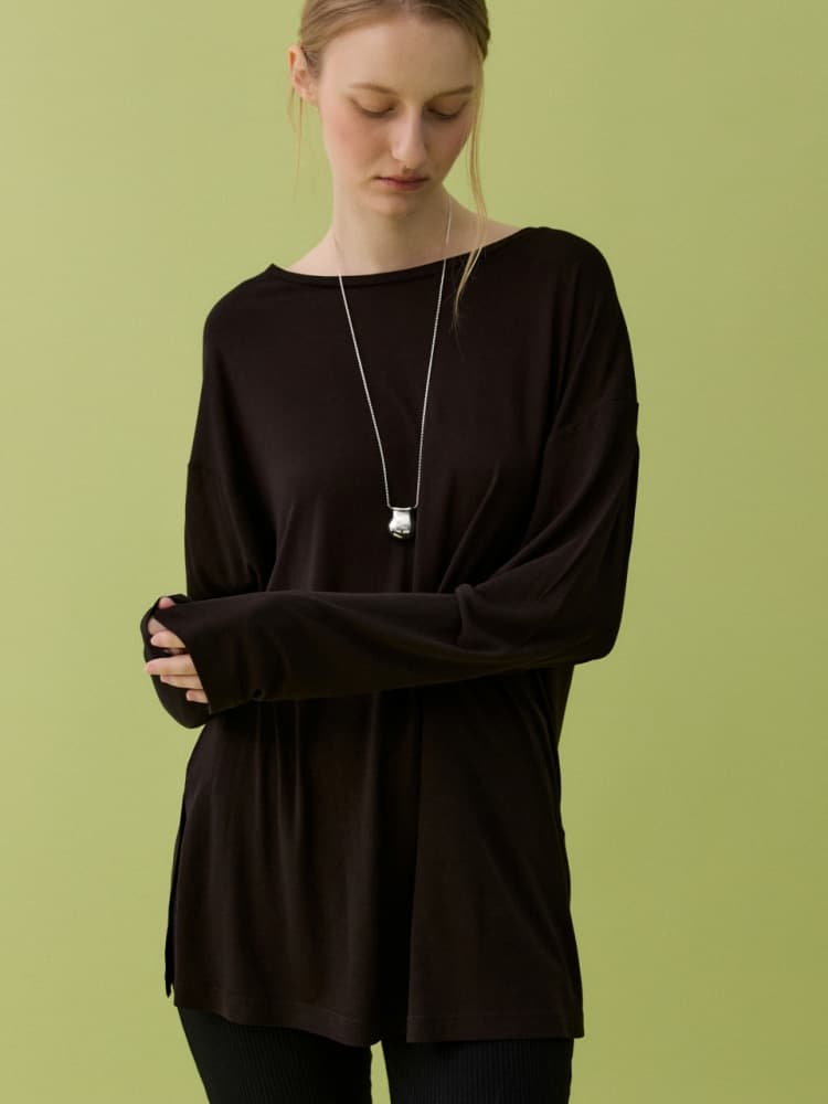 TENCEL BOX TEE - DARK BROWN — vue 1
