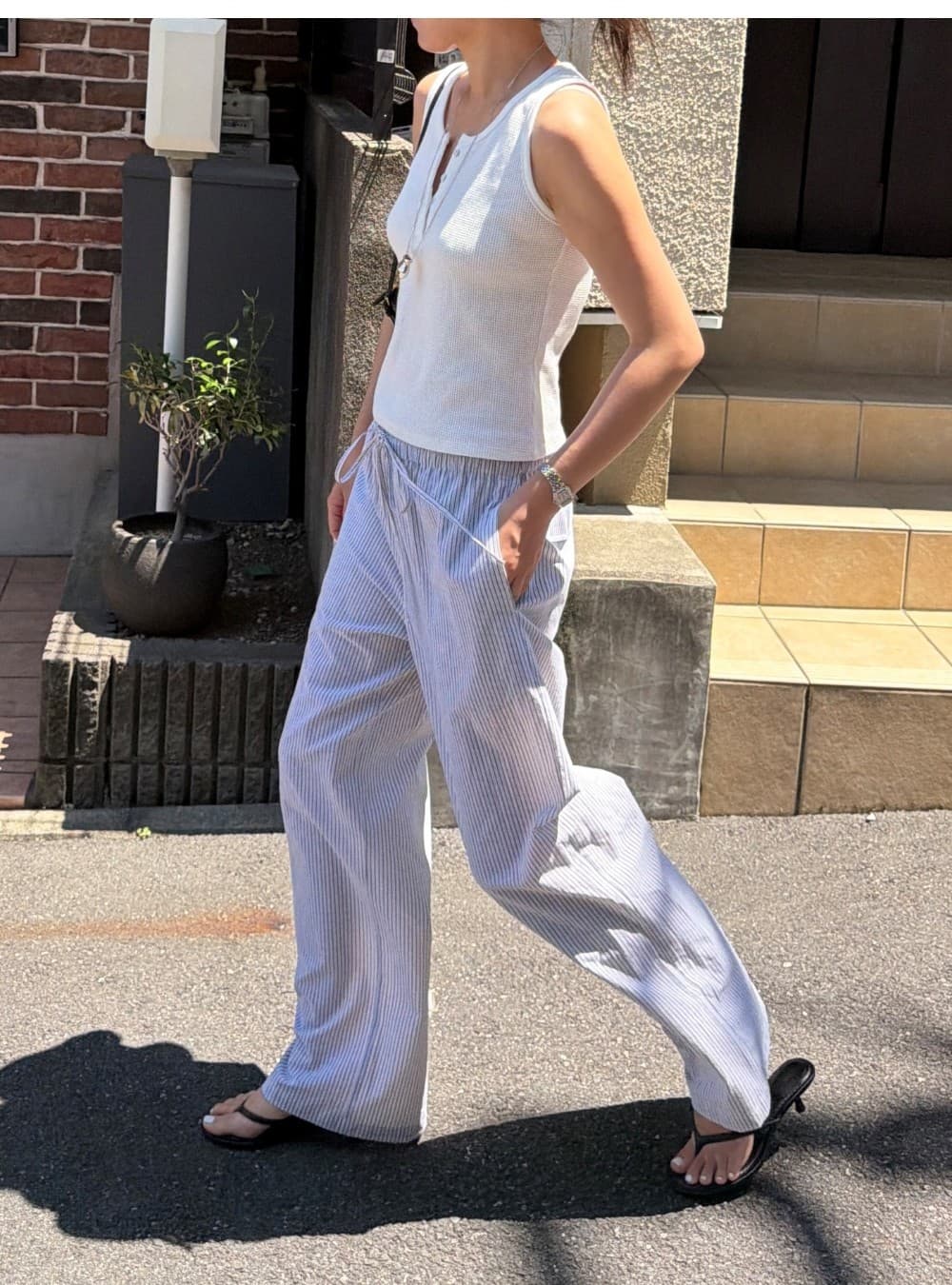 LOUM STRIPE PANTS - BLACK — vue 4