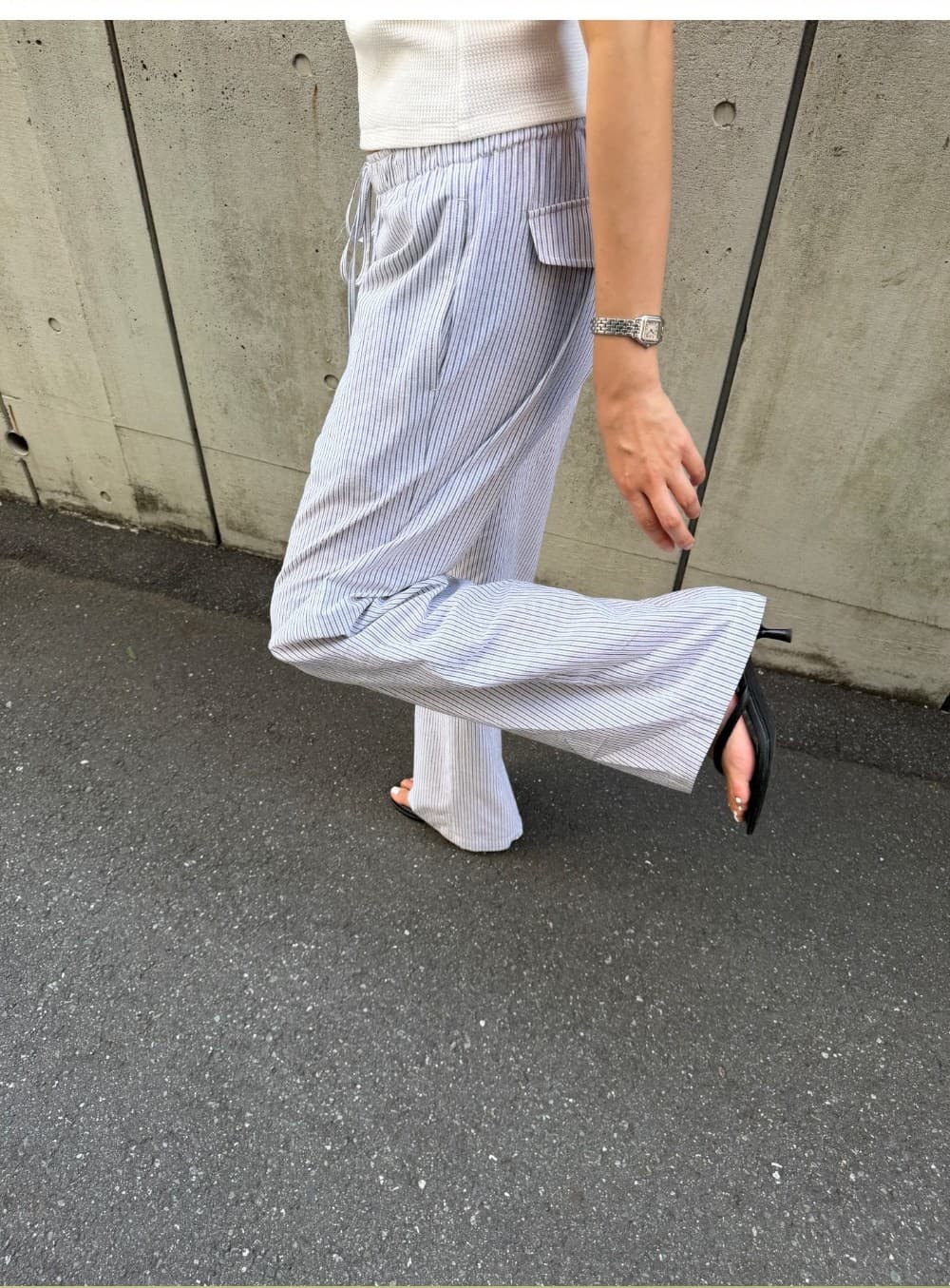 LOUM STRIPE PANTS - BLACK — vue 7