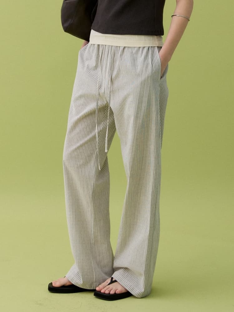 LOUM STRIPE PANTS - BLACK — vue 1