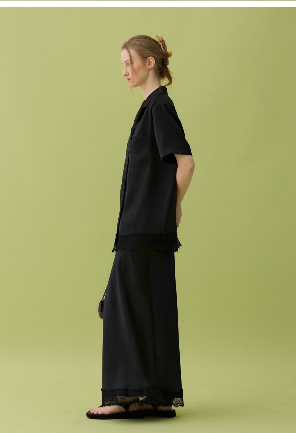 ETE SATIN LONG SKIRT - BLACK — vue 5
