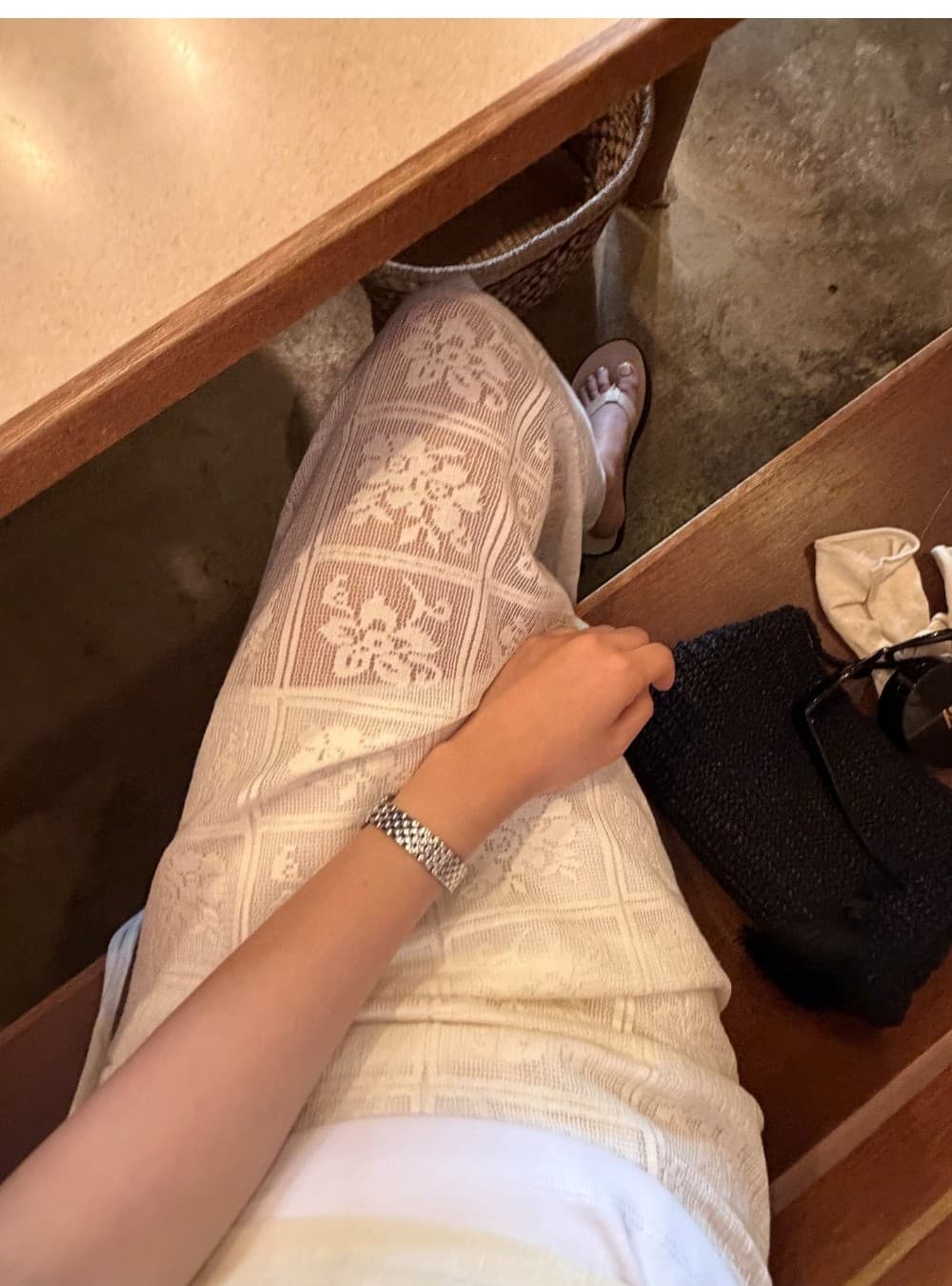 MOA LACE LONG SKIRT - CREAM — vue 4