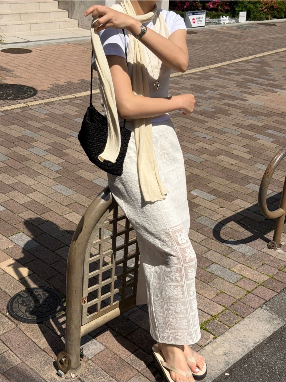 MOA LACE LONG SKIRT - CREAM — vue 5