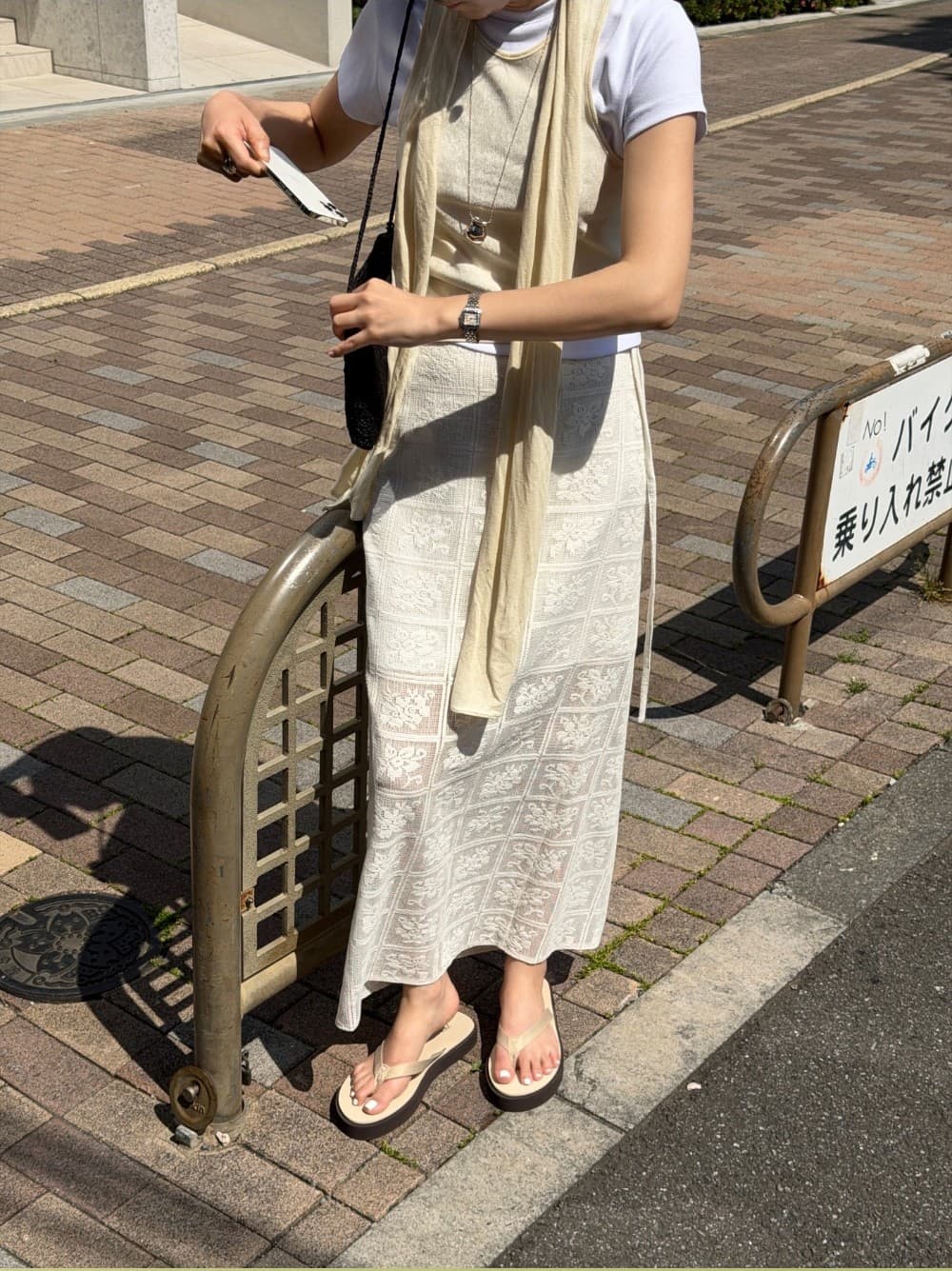 MOA LACE LONG SKIRT - CREAM — vue 7