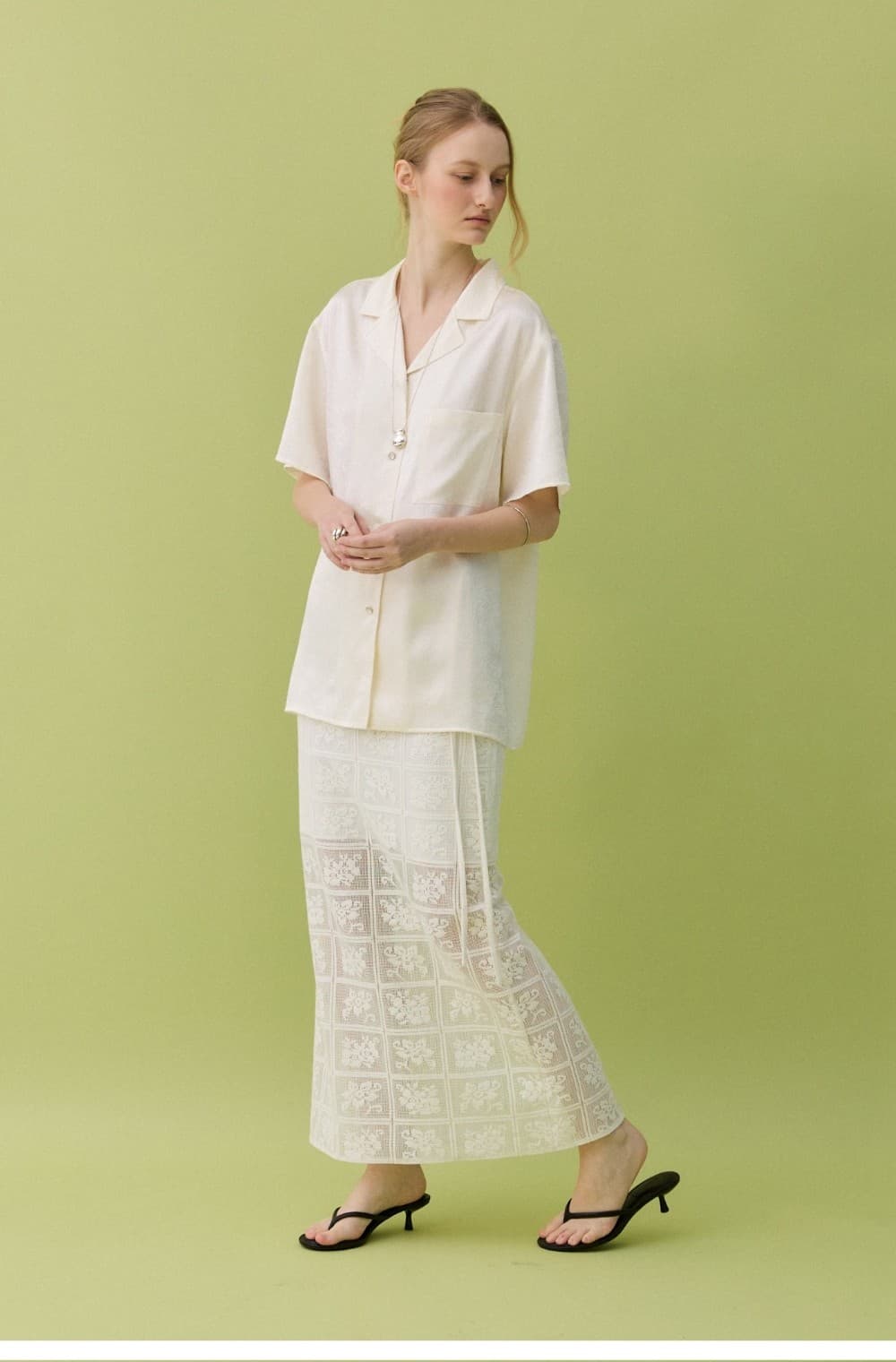 MOA LACE LONG SKIRT - CREAM — vue 8