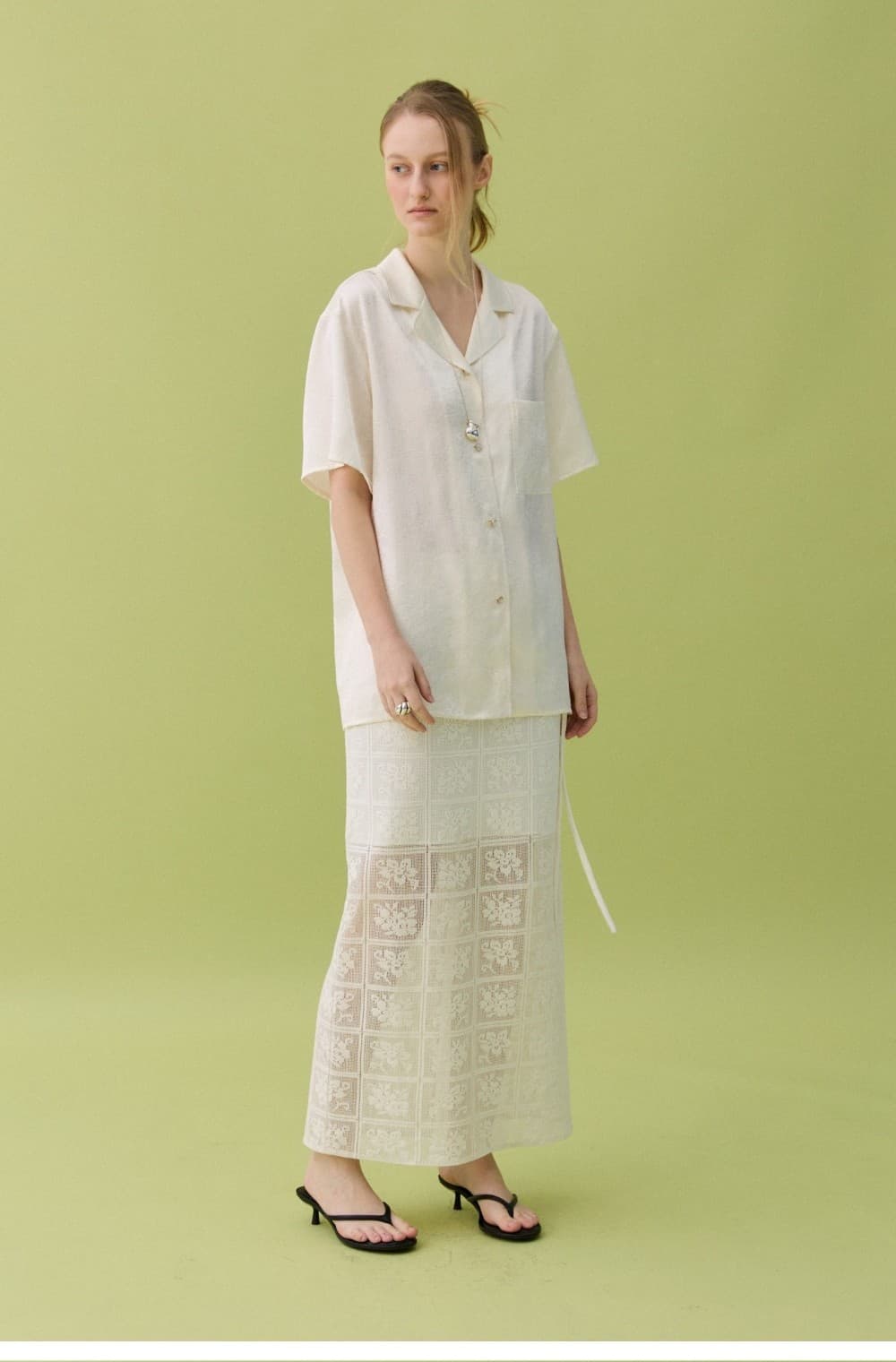 MOA LACE LONG SKIRT - CREAM — vue 9