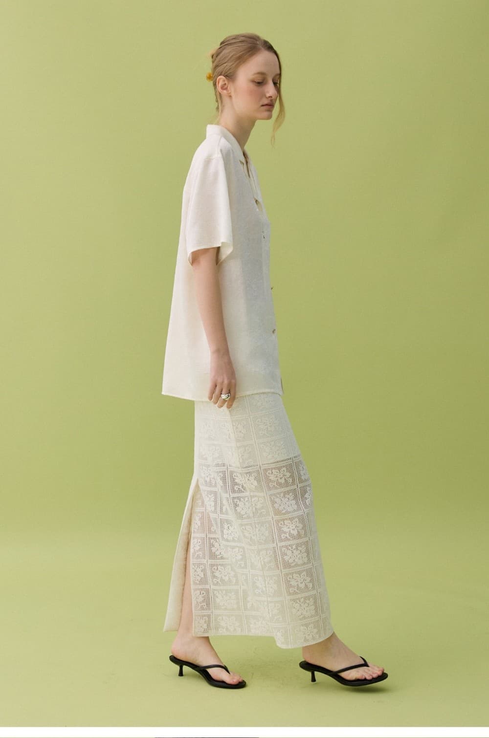 MOA LACE LONG SKIRT - CREAM — vue 11