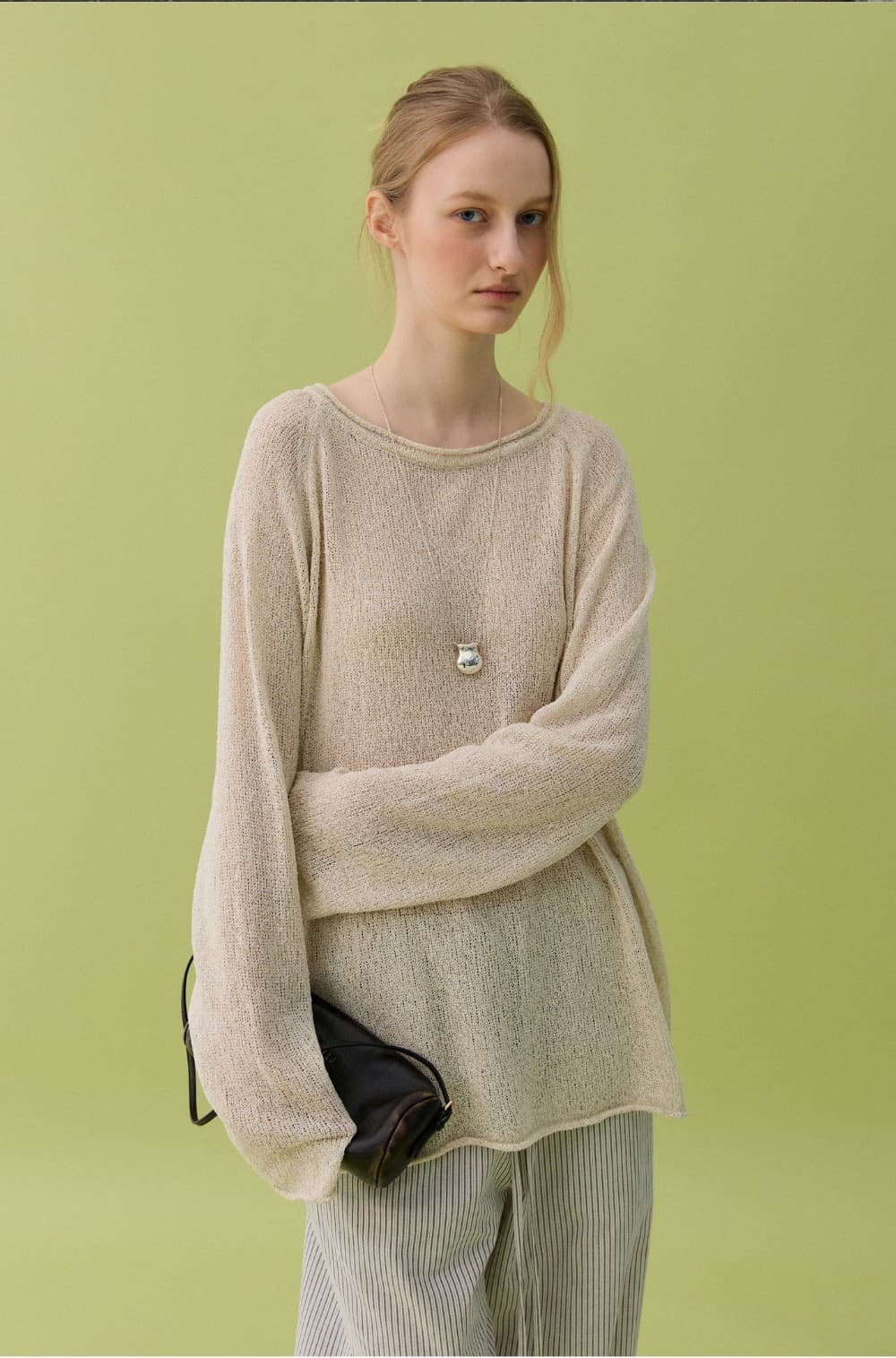 YURA LINEN PULLOVER - BEIGE — vue 8