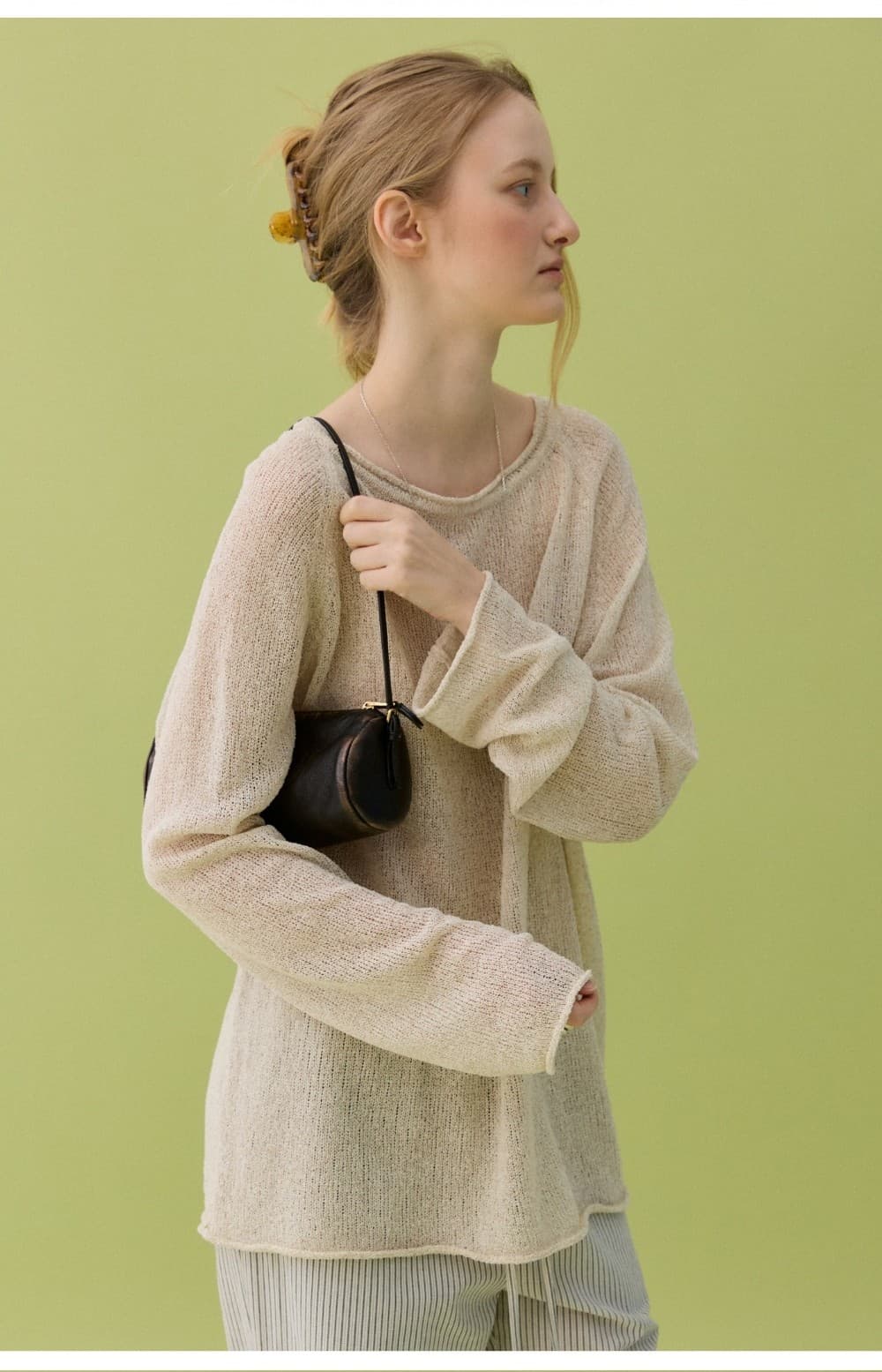 YURA LINEN PULLOVER - BEIGE — vue 9