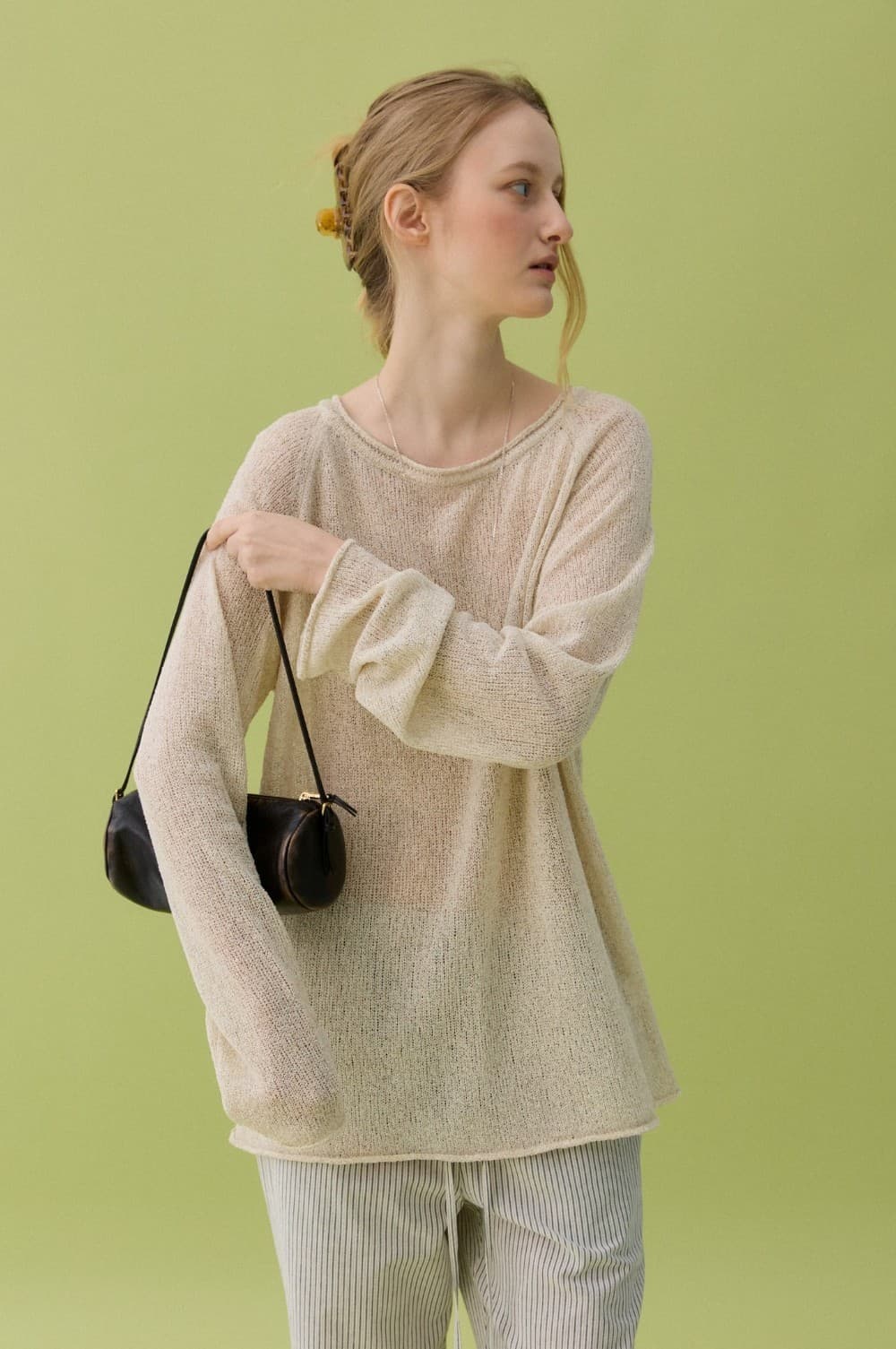 YURA LINEN PULLOVER - BEIGE — vue 10