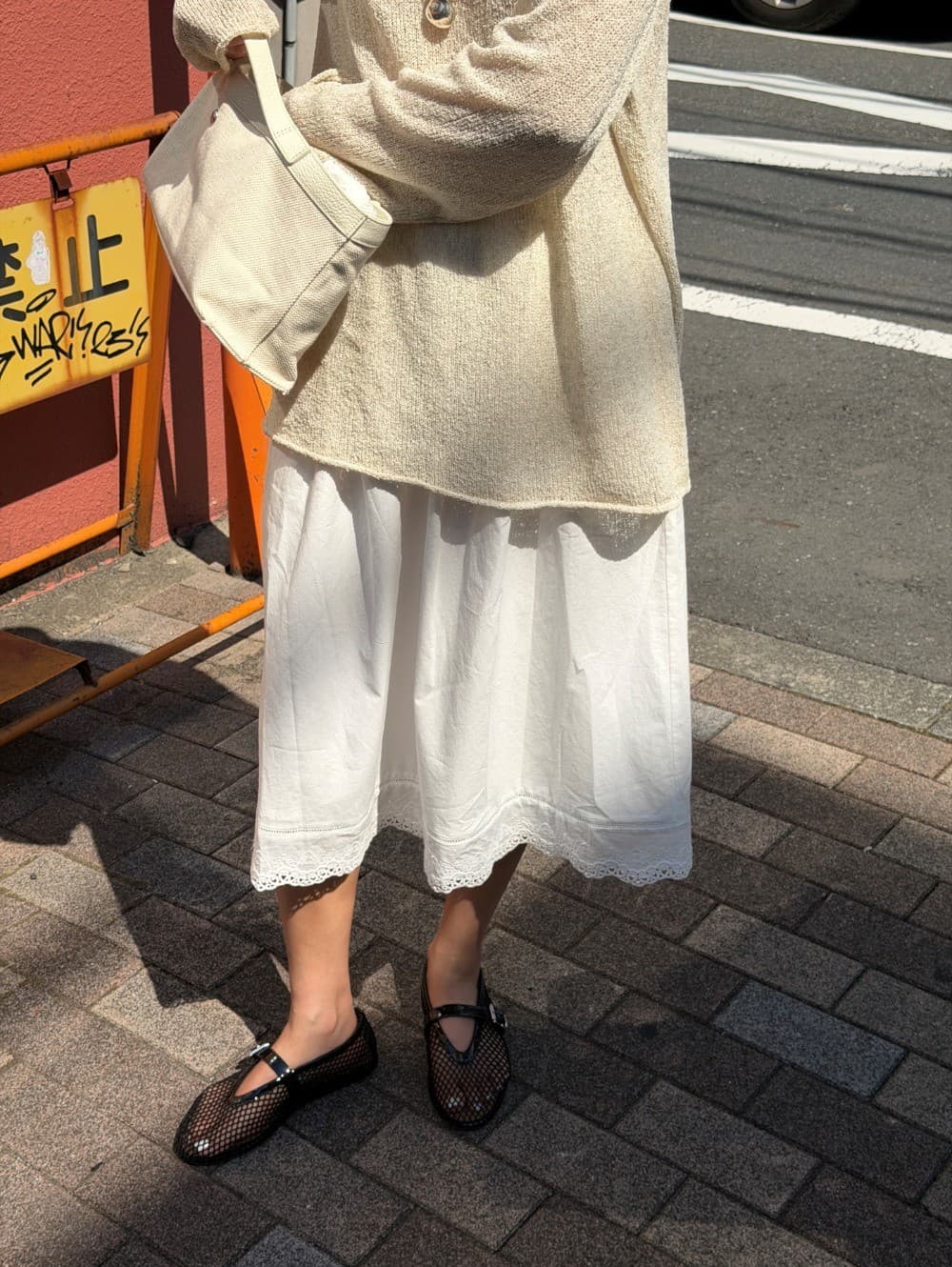 ORA COTTON LACE SKIRT - WHITE — vue 2
