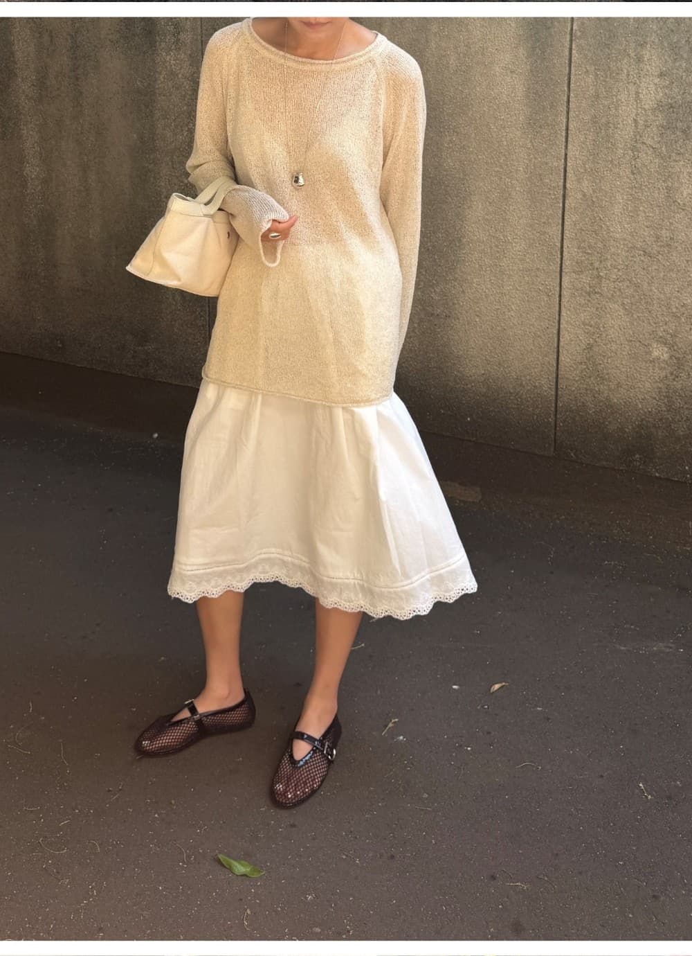 ORA COTTON LACE SKIRT - WHITE — vue 3