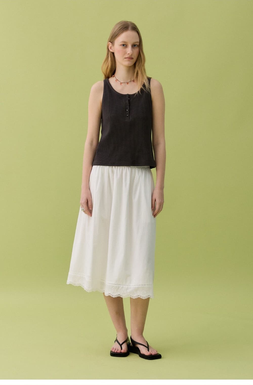 ORA COTTON LACE SKIRT - WHITE — vue 9