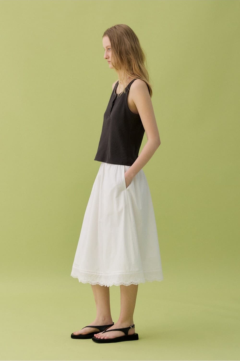 ORA COTTON LACE SKIRT - WHITE — vue 10
