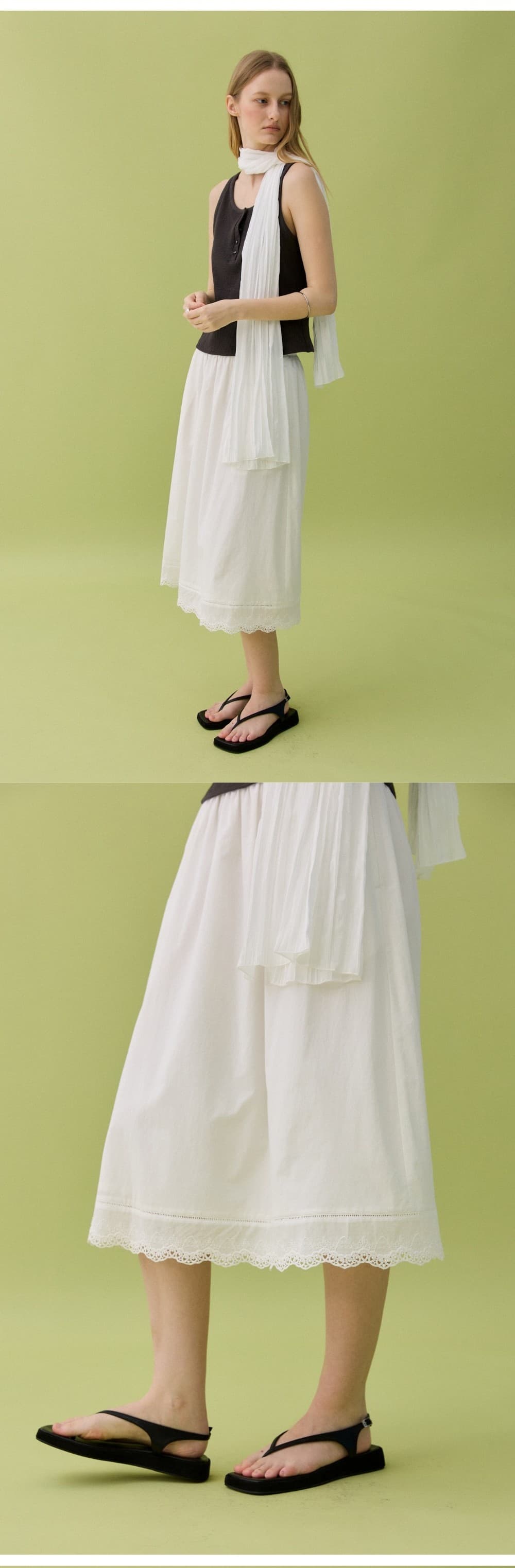 ORA COTTON LACE SKIRT - WHITE — vue 11