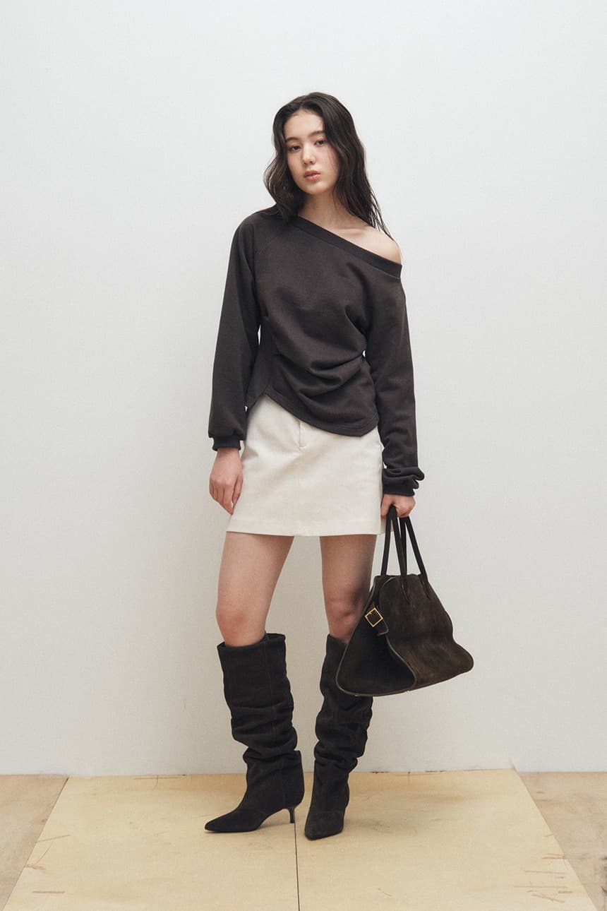 Wide Boat Neck Sweatshirt (Charcoal) — vue 1