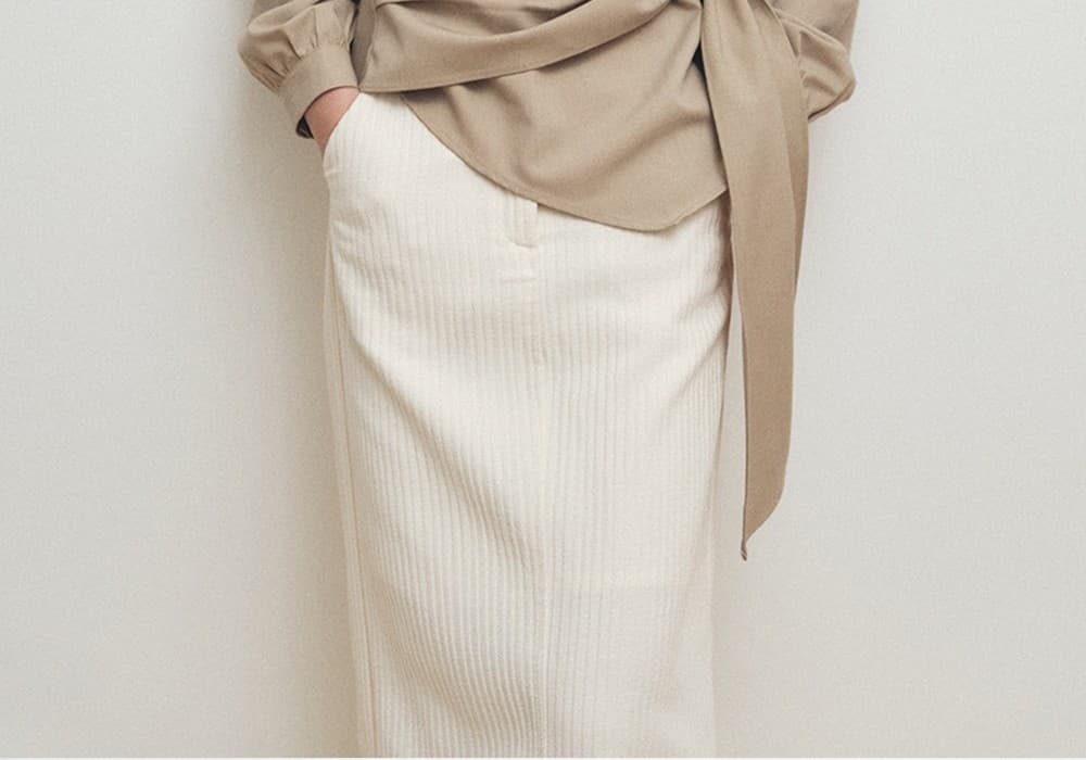 Cowl-Neck Wrap Blouse (Beige) — vue 9