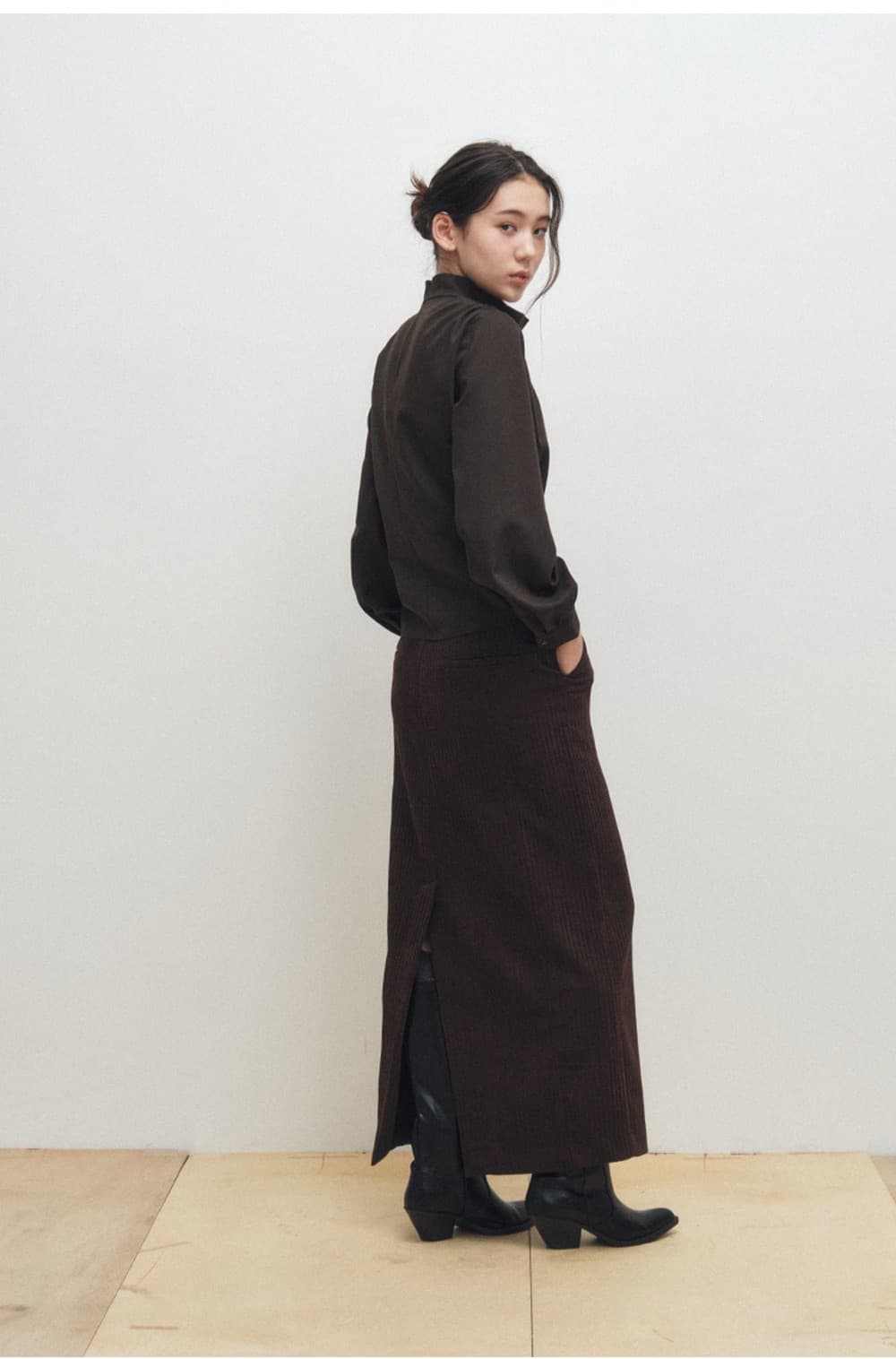 Cowl-Neck Wrap Blouse (Brown) — vue 8