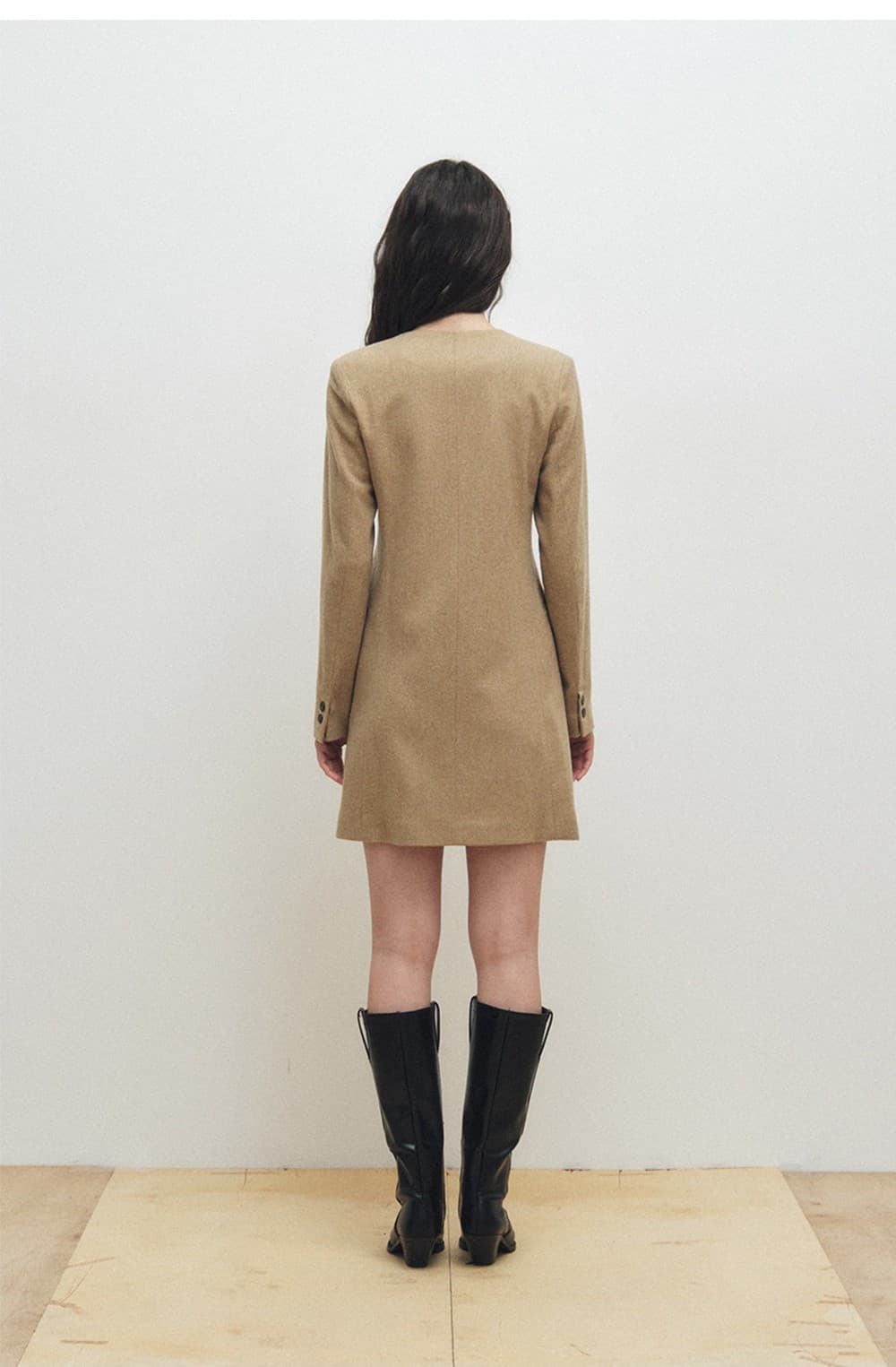 Square Neck Jacket Dress (Yellow Beige) — vue 6