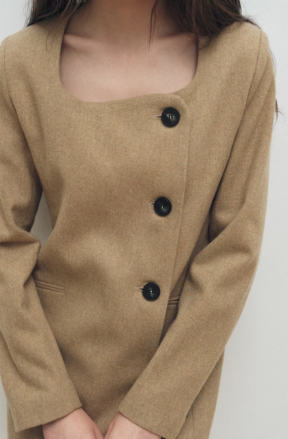 Square Neck Jacket Dress (Yellow Beige) — vue 10