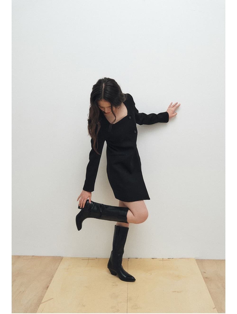 Square Neck Jacket Dress (Black) — vue 3
