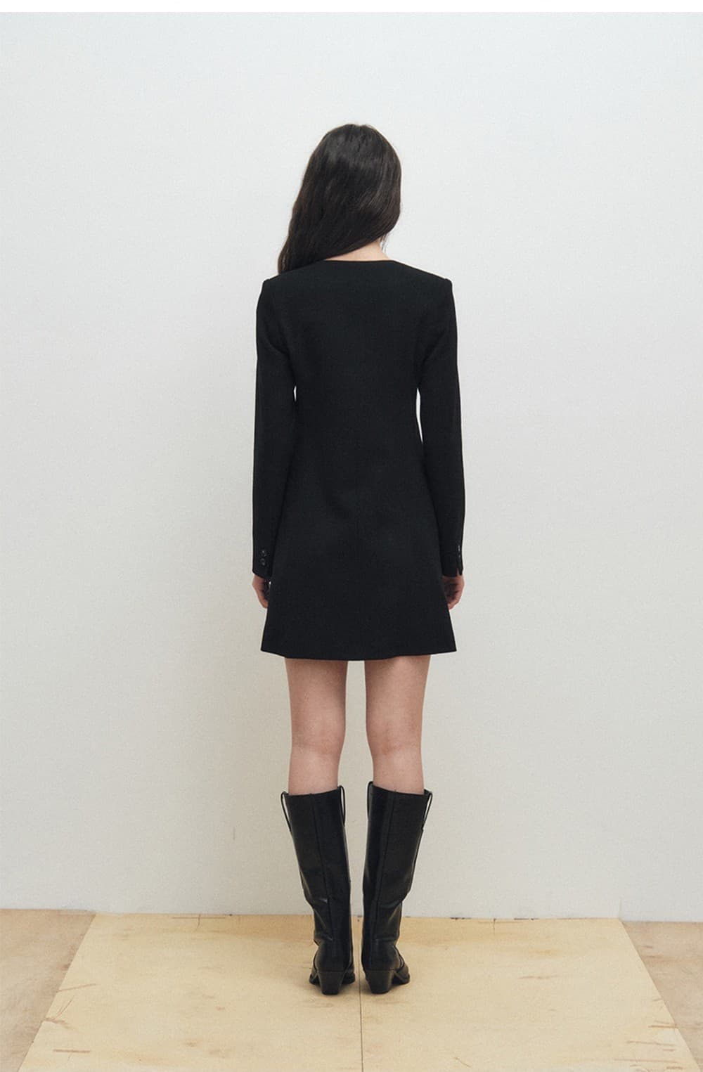 Square Neck Jacket Dress (Black) — vue 6