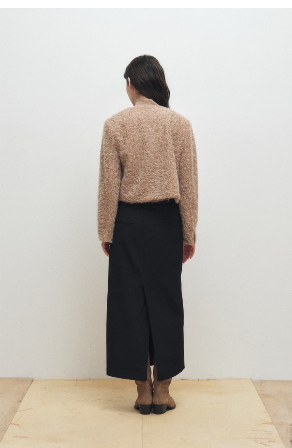 Soft Bouclé Cropped Cardigan (Brown) — vue 7