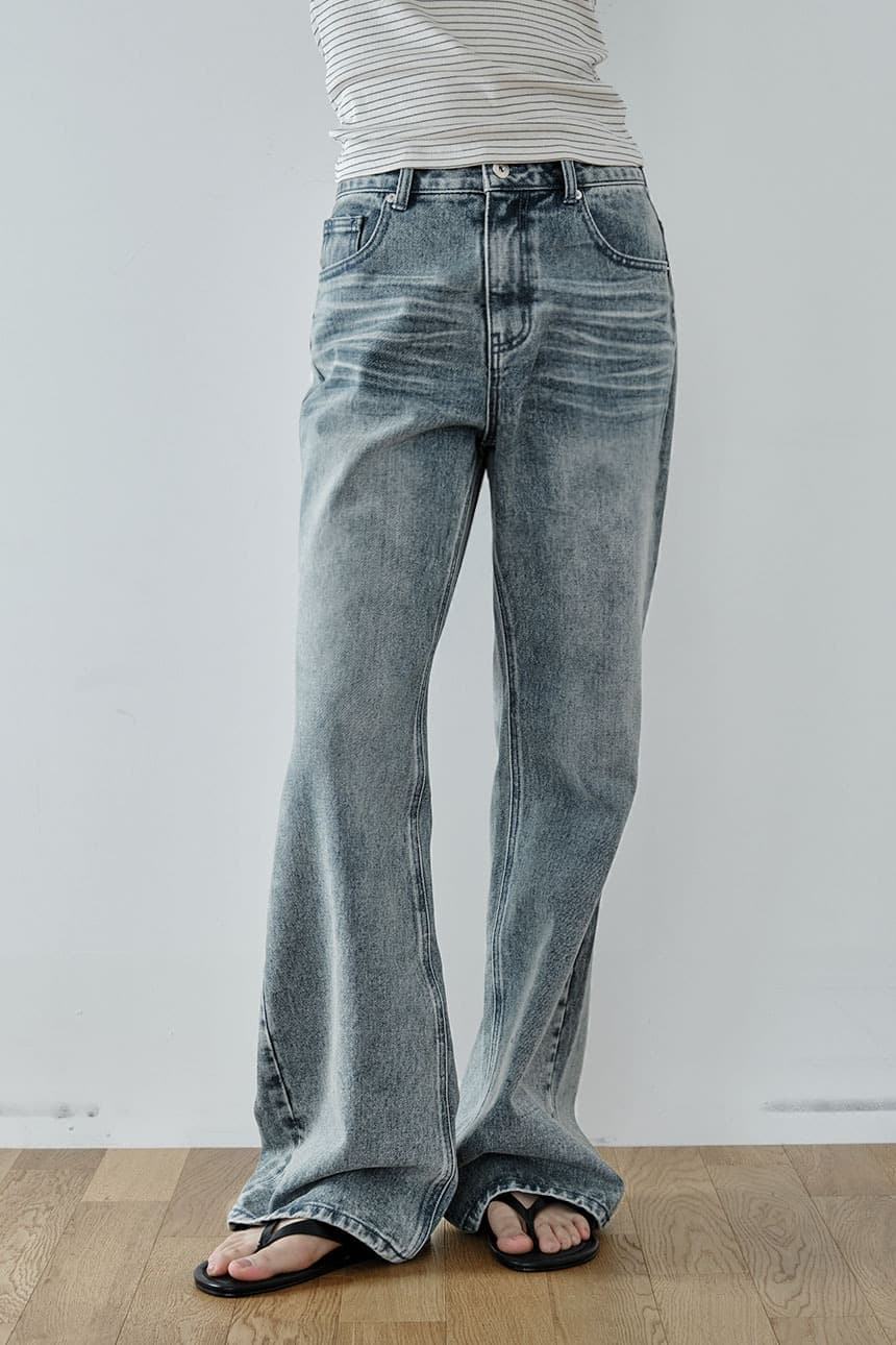 Washed Bootcut Jeans (Blue) — vue 1