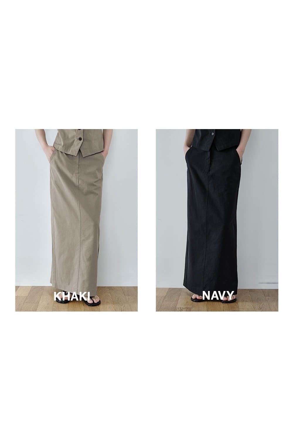 Essential Line Long Skirt (Navy) — vue 2