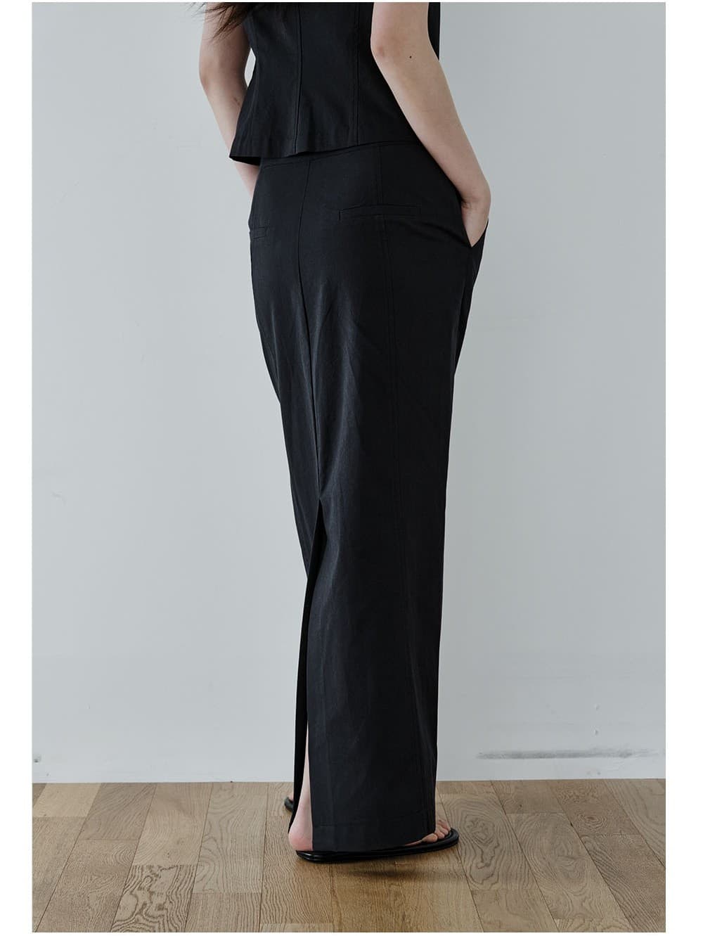 Essential Line Long Skirt (Navy) — vue 8