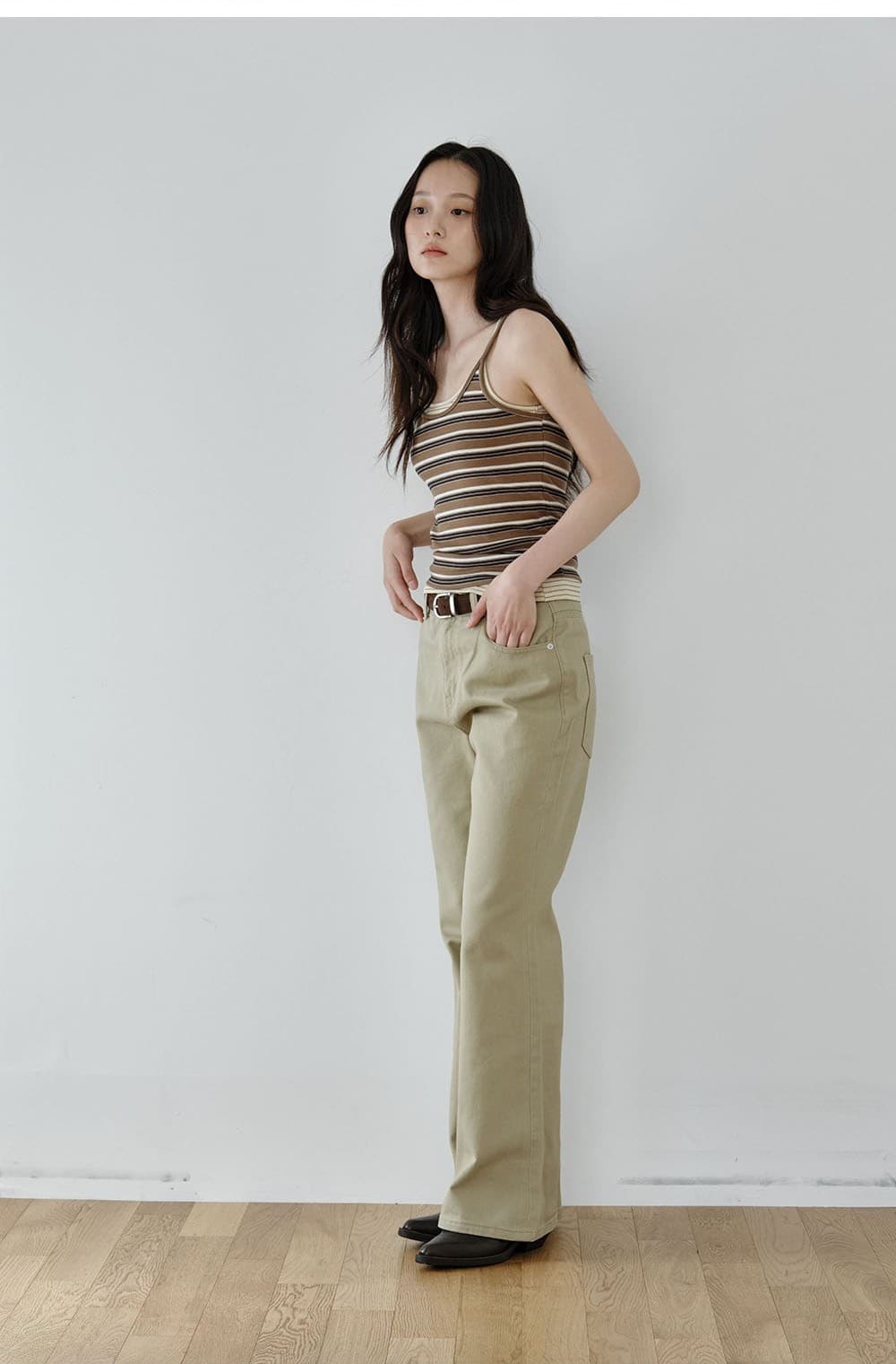 Bold Stripe Slim Sleeveless (Brown) — vue 6