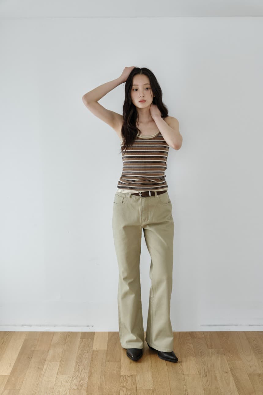 Bold Stripe Slim Sleeveless (Brown) — vue 1