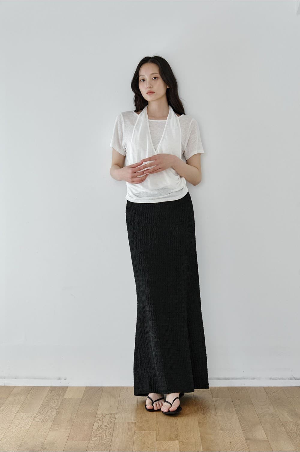 Layered Halter Drape T-Shirt (Ivory) — vue 5