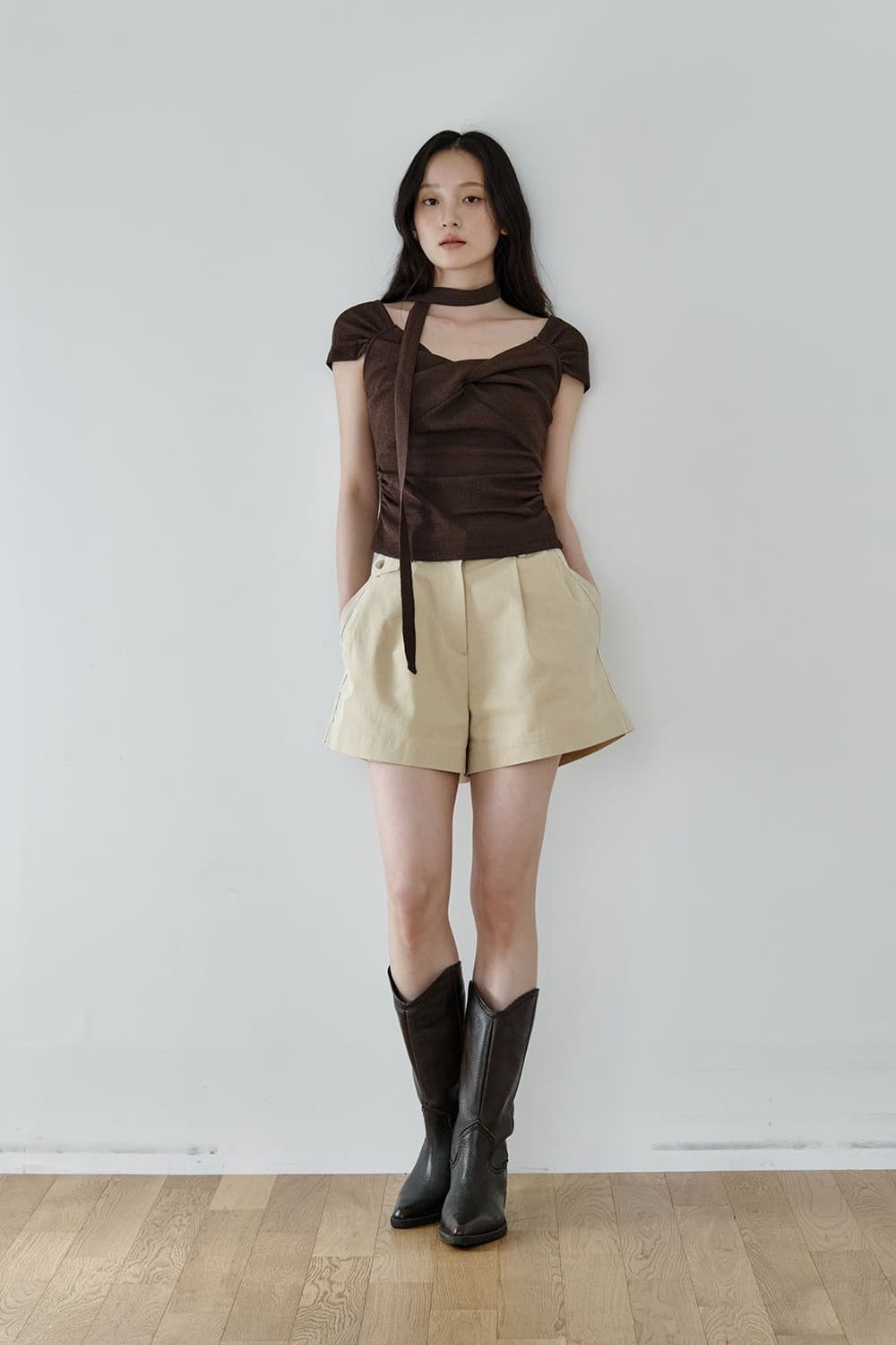 Scarf Twist Top (Brown) — vue 4