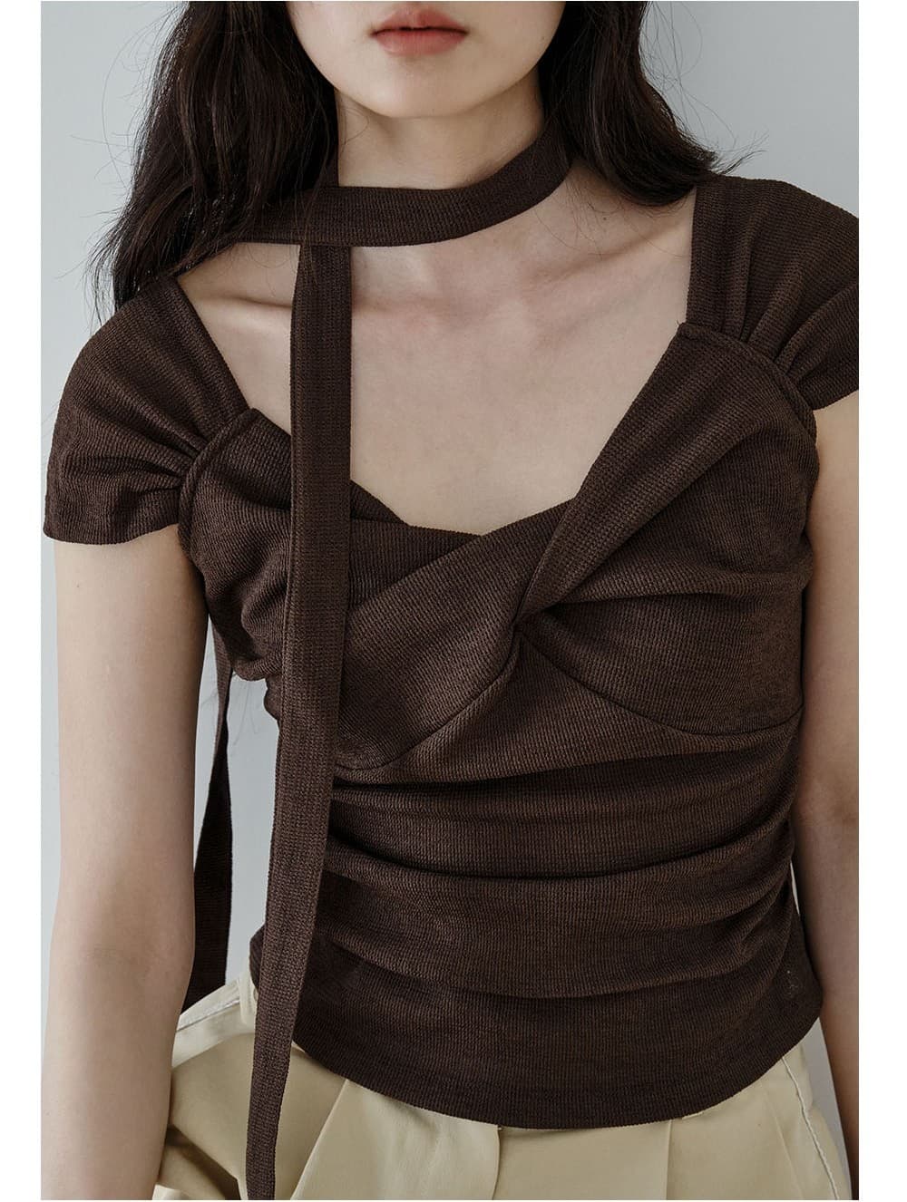 Scarf Twist Top (Brown) — vue 6