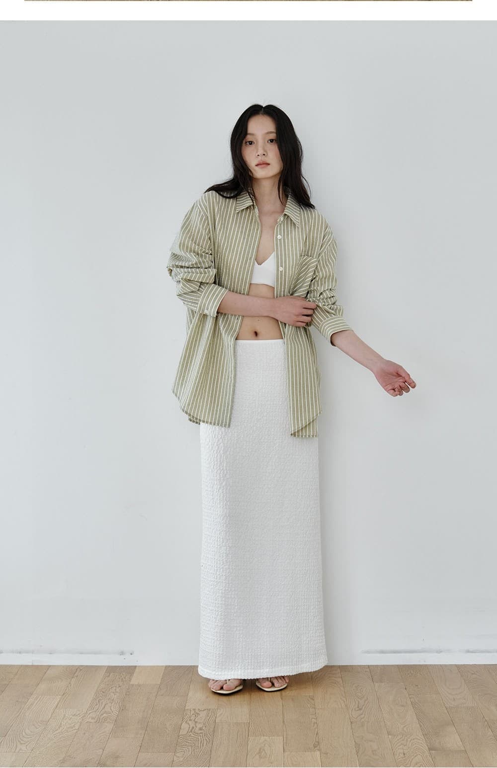 Sage Stripe Over Shirt — vue 3