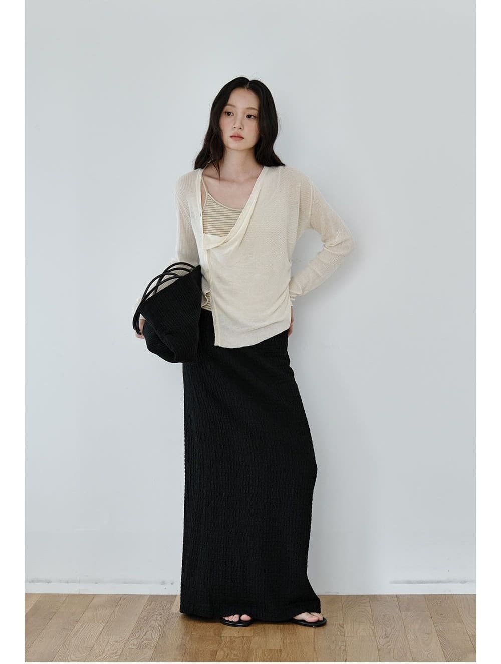 Asymmetric Drape Cardigan (Natural) — vue 3